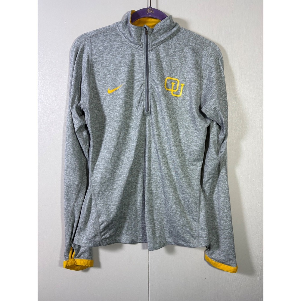 Nike Dri-FIT Ottawa University Braves Quarter Zip Pullover Gray Mens Medium